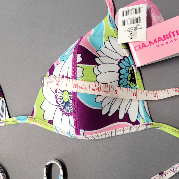 Cia Maritima Bikini Womens Large Floral Neoprene Swimwear Tie Side Semi Cheeky - Picture 7 of 14